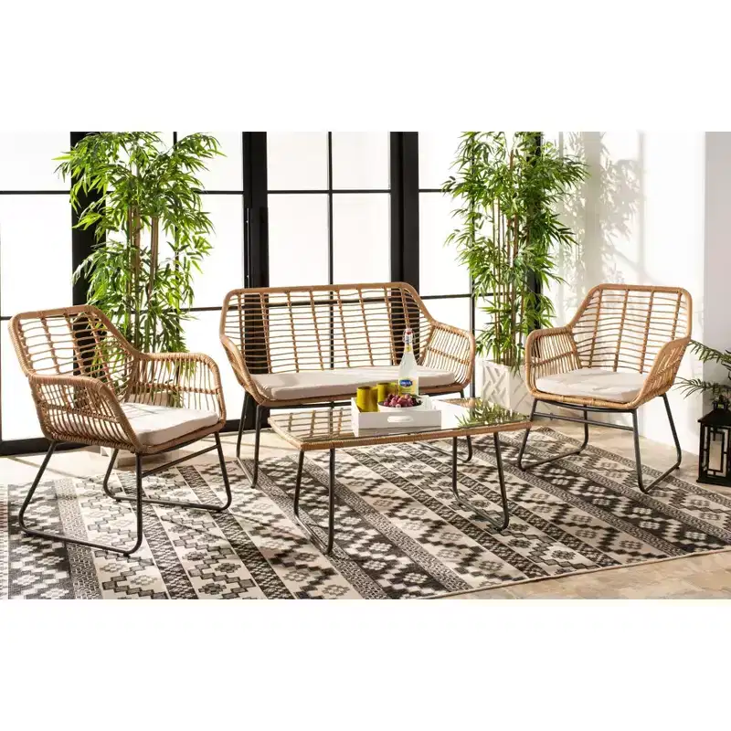 Roston 4 Piece Living Set - Indoor/Outdoor - PAT9005 - Safavieh