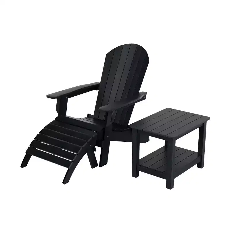 WestinTrends Tuscany HIPSOutdoorPatioFoldingAdirondackChair with Ottoman and Side Table (3-Piece)