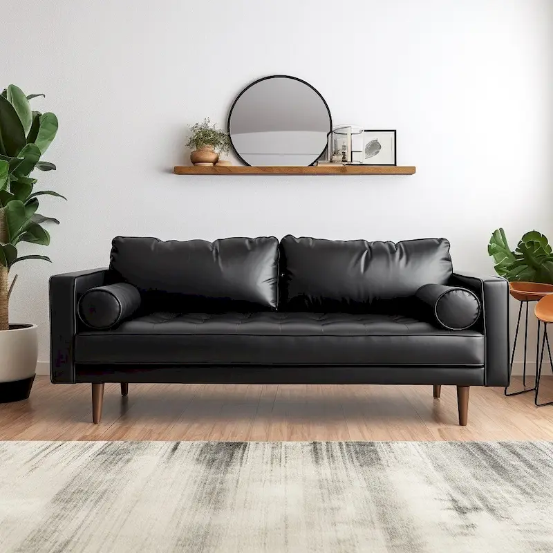 70 Inch Vegan Leather Sofa