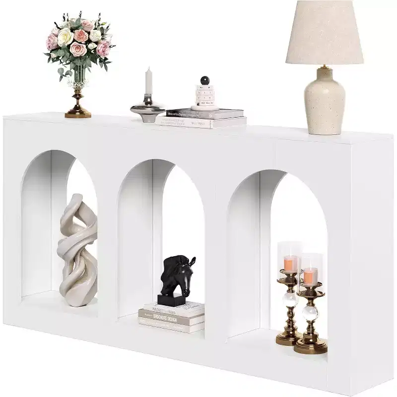71-Inch Long Narrow Modern White Console Table for Entryway, Living Room, Hallway, Behind Couch, Foyer, Front Door