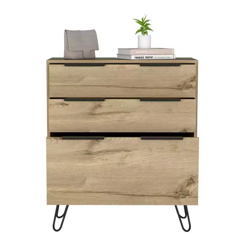 Elfriede Dresser Light Oak - Boahaus: Metal Legs, Wood Laminate, Space-Saving Design, 36 Height