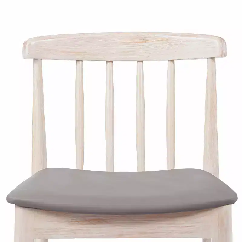 Set of 2 Solid Beechwood Dining Chairs Spindle Backrest Padded Vinyl Seat 500 lbs