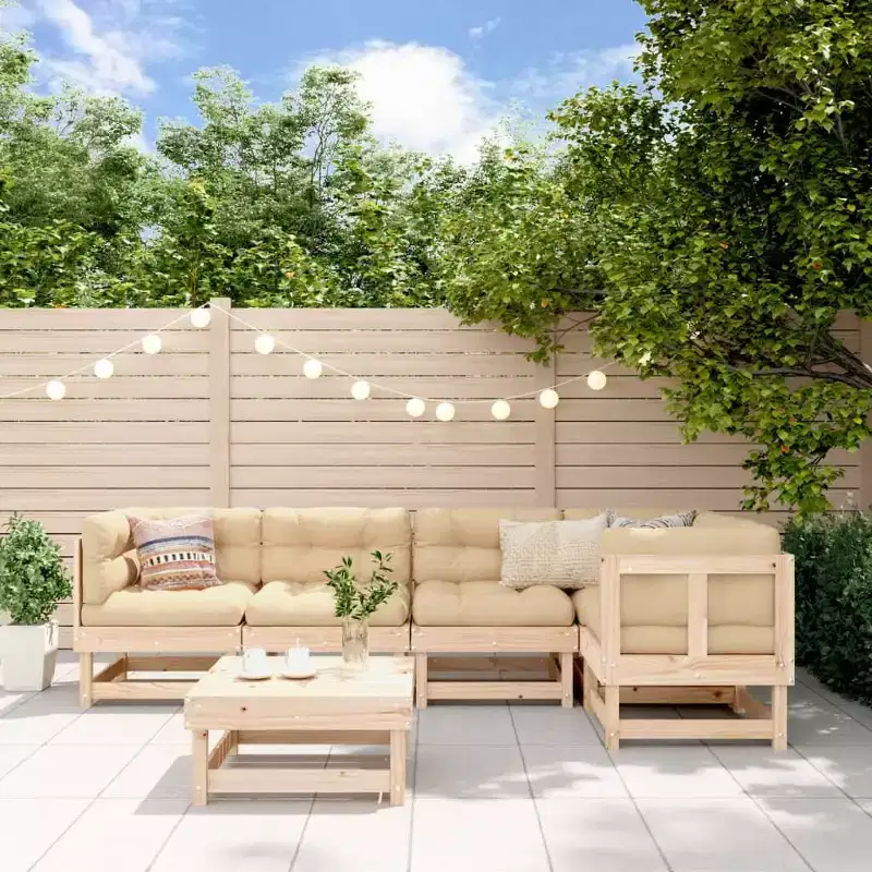 vidaXL Patio Lounge Set with Cushions Outdoor Furniture Set 6 Piece Solid Wood