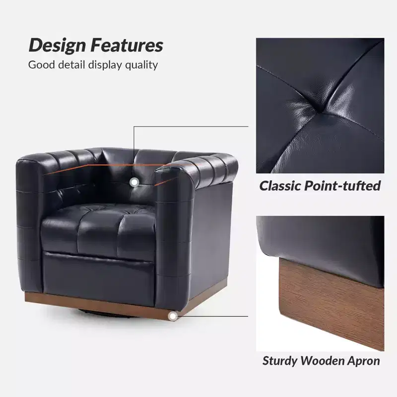 Frankie Modern Genuine Leather Swivel Club Chair| HULALA HOME