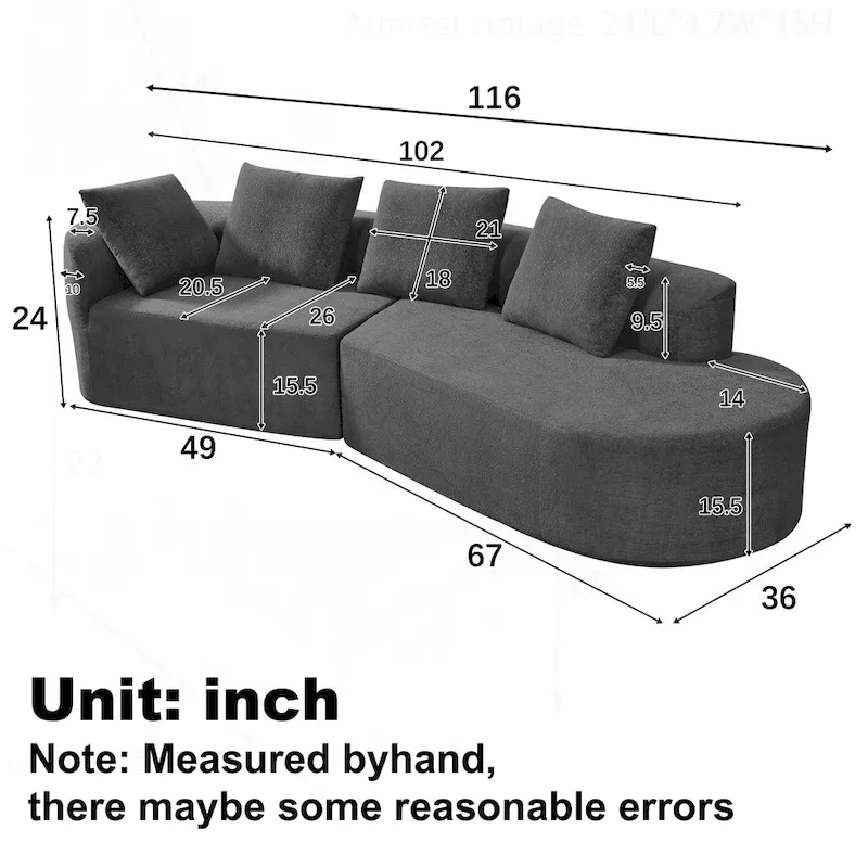 Modern Curved Sectional Sofa with High-Quality Upholstery and Spacious Seating