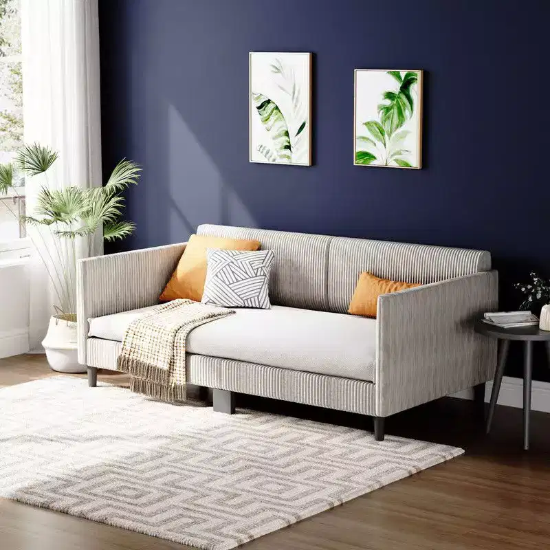 Karl Home Twin Daybed Corduroy Upholstered Guest Bed Comfy Sleeper Couch Sofa Bed