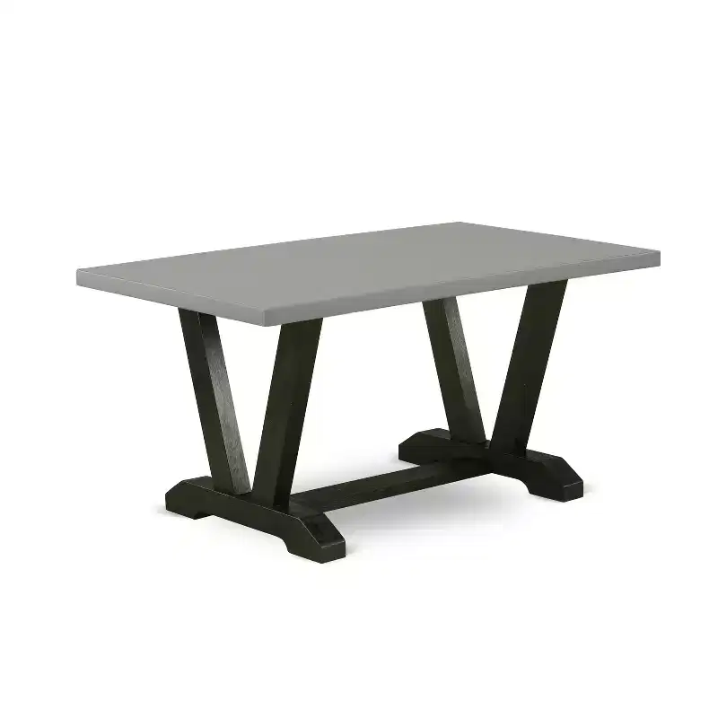 Rectangular Rubberwood Dining Table with V-Style Pedestal Base, Seats 4 – 60