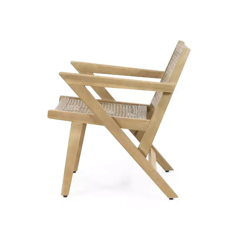 Okak 16 Rustic Patio Accent Chairs Premium Acacia Armchair with Woven Wicker Finish Seat&Back,Set of 2,Patio Furniture Seating,Natural