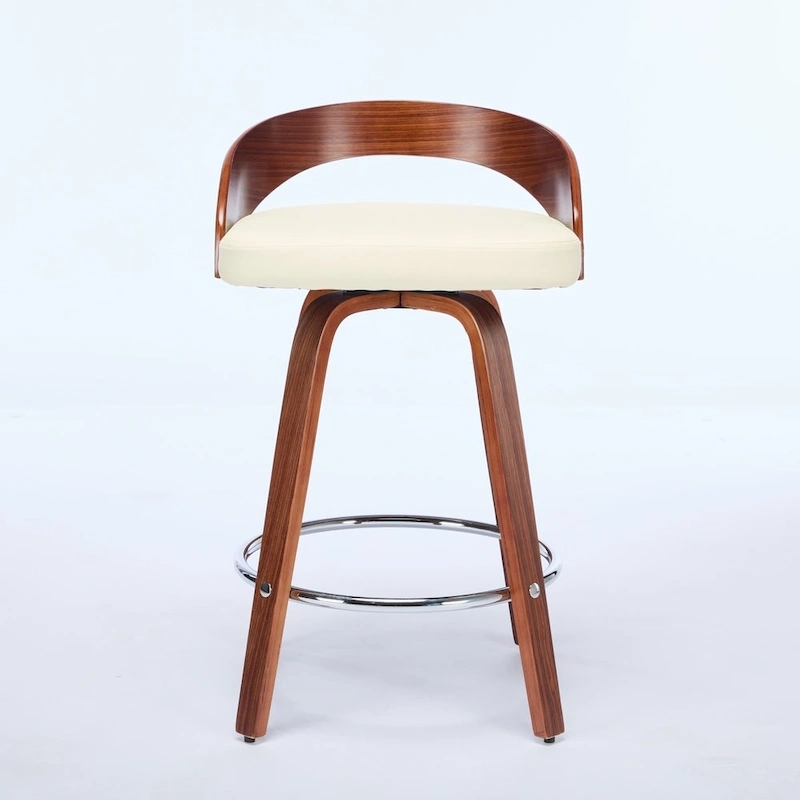 Counter Height Barstools Set of 2, Dining Chairs with Soft Cushion Seat, Kitchen Stool Island with Footstool and Low Back