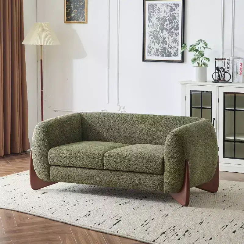 James 63 " Boucle Fabric Loveseat Green