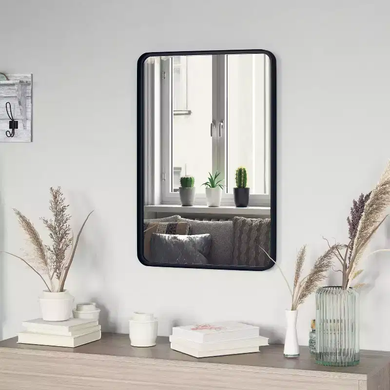 Emma and Oliver 20 x 30 Rectangular Wall Mirror with Black Frame, Silver Backing for Clarity and Shatterproof Glass for Entryways, Bathrooms & More