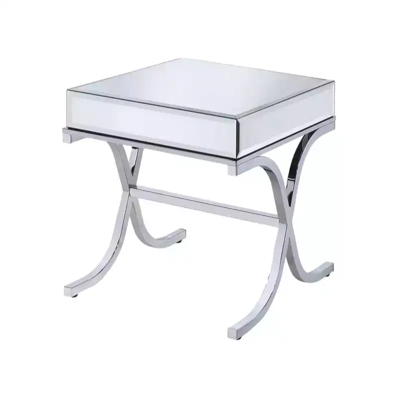 HomeRoots 22 Silver And Clear Glass Square Mirrored End Table