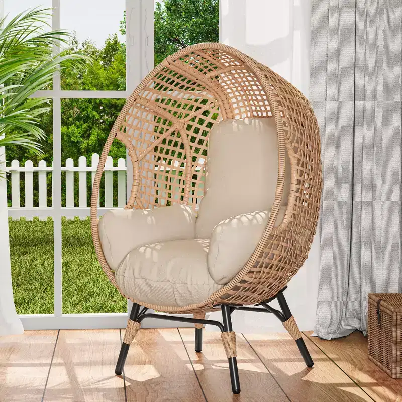 GDFStudio Larkin Modern Galvanized Steel and Polyester Upholstered Egg Chair