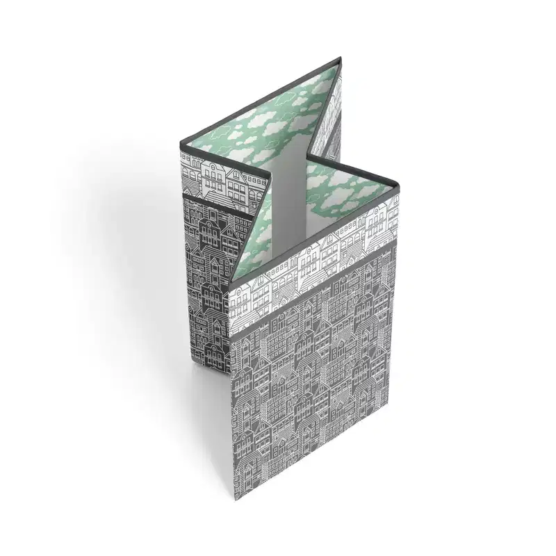 Clouds in the City Mint//Gray Collapsible Laundry Hamper