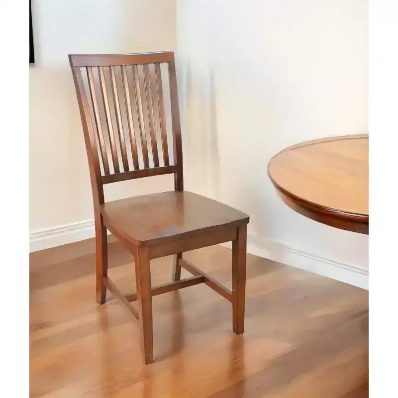 HomeRoots Chestnut Wood Slat Back Dining Side Chair