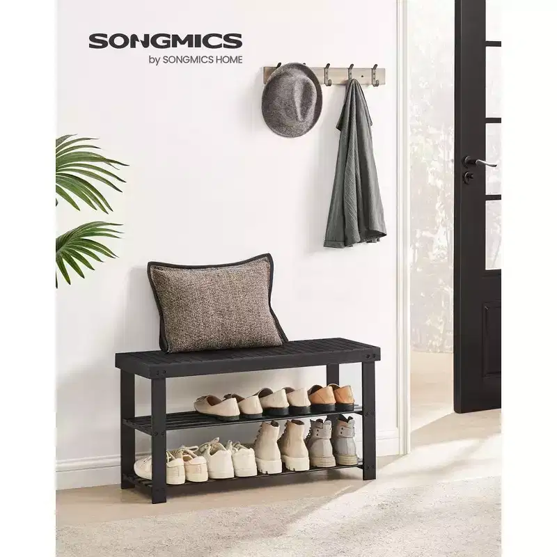 3-Tier Bamboo Shoe Rack Bench - Entryway Seat, 286 lb Capacity