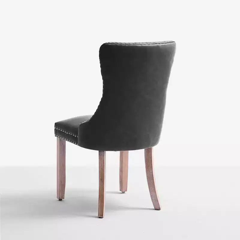 FERPIT Faux Leather Dining Chairs with Nailhead Trim and Button Tufted Back (Set of 2)