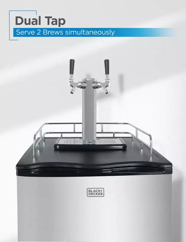 BLACK+DECKER Beer Kegerator, 6.1 Cu. Ft. Draft Beer Machine, Stainless Steel