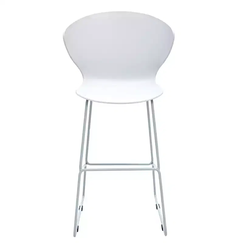 HomeRoots Set of Two 26 White and Silver Heavy Duty Plastic and Metal Low Back Counter Height Bar Chairs