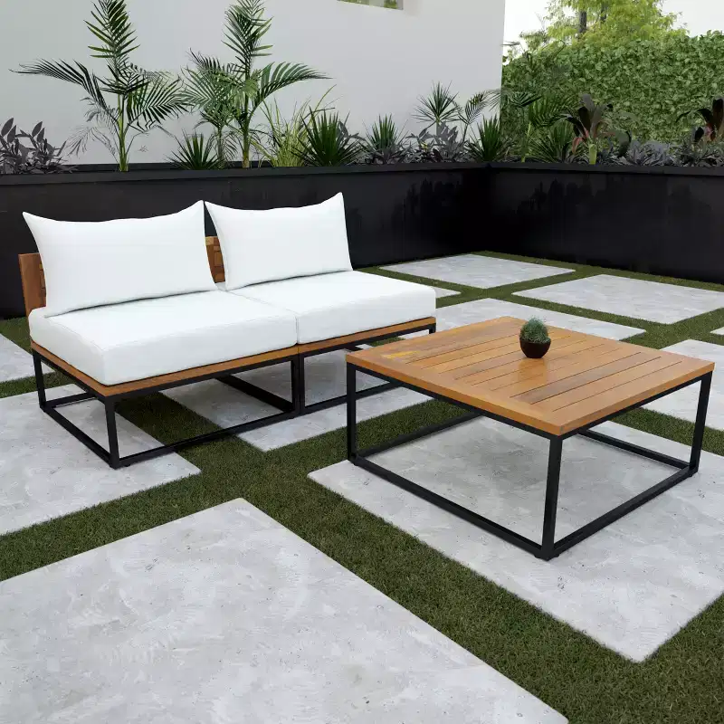 Taradale Outdoor Coffee Table with Taradale Outdoor Chair with Cushions - Set of 3 - White - SEI