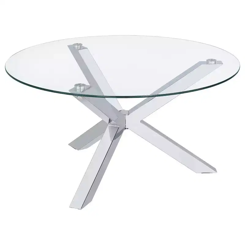 Round Tempered Glass Top Cocktail Coffee Table