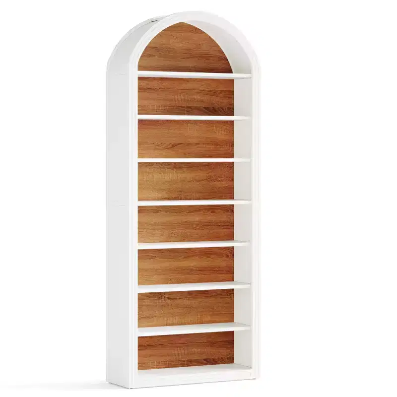 Lantine 78.74 Bookshelf, Wooden Arched Bookcase Display Shelving Unit