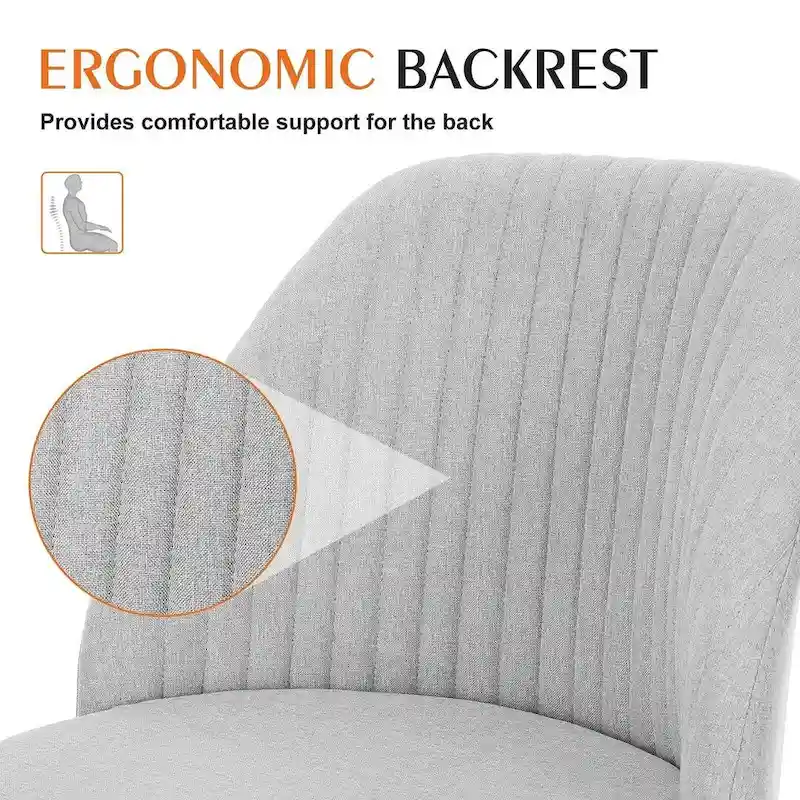 Office Chair with Wheels, Adjustable Height Fabric Upholstered Computer Desk Chair Swivel