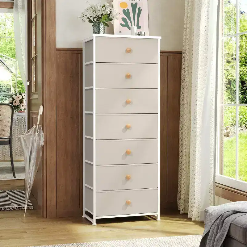 Crestlive Products Tall Dresser for Bedroom 7-Drawer Fabirc Storage Tower Chests of Drawers for Bedroom