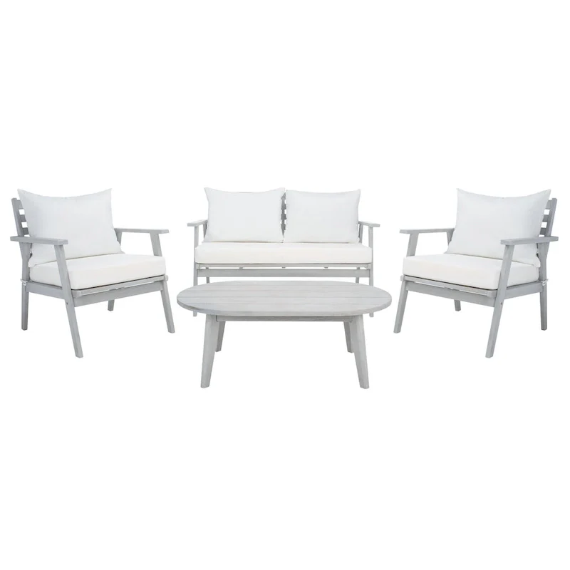 SAFAVIEH Outdoor Deacon 4-piece Conversation Patio Set. - 49W x 30D x 31H