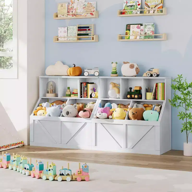 GustoWave Kids Bookshelf and Toy Storage, Kids Toy Storage Organizer, Toddler Bookshelf Toy Storage Cabinet for Playroom, Bedroom, Nursery