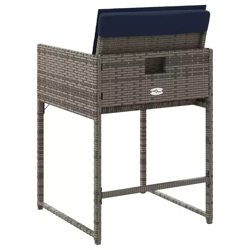 vidaXL Patio Chairs with Cushions 4 pcs Gray Poly Rattan