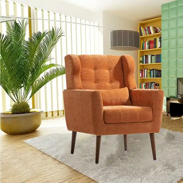 Chenille Fabric Accent Chair with Arm