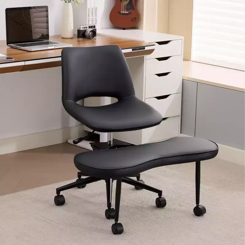 Cross-Legged Floor Chair with Swivel Base and Lumbar Support