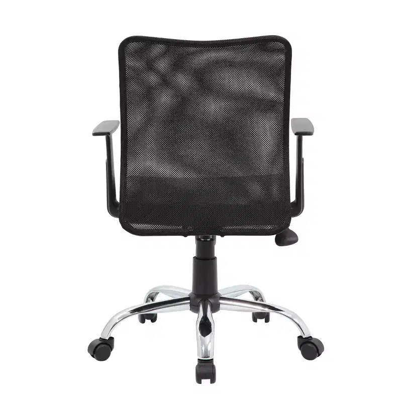 Fixed Arm Budget Mesh Task Chair Black - Boss Office Products: Chrome Base, Pneumatic Lift, Locking Tilt Control