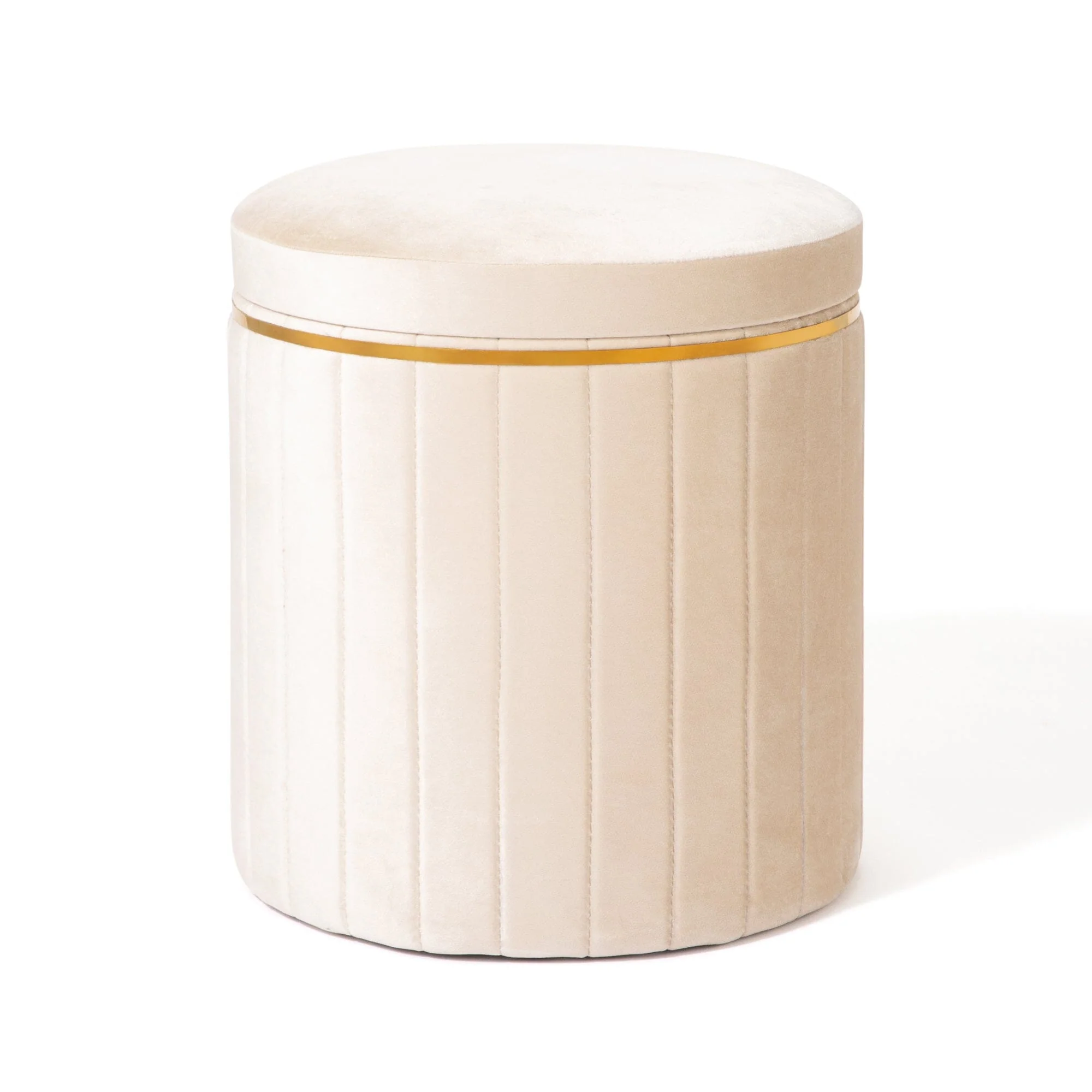 Ivory Upholstered Accent Stool