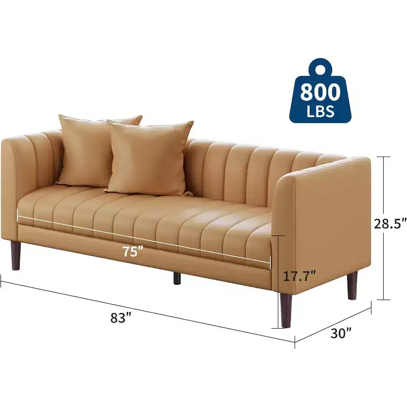 3-Seater Striped Sofa | Orange Other Materials | For Living Room, Apartment