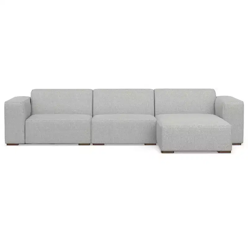 Two-seater sofa with right-hand chaise longue (light grey)