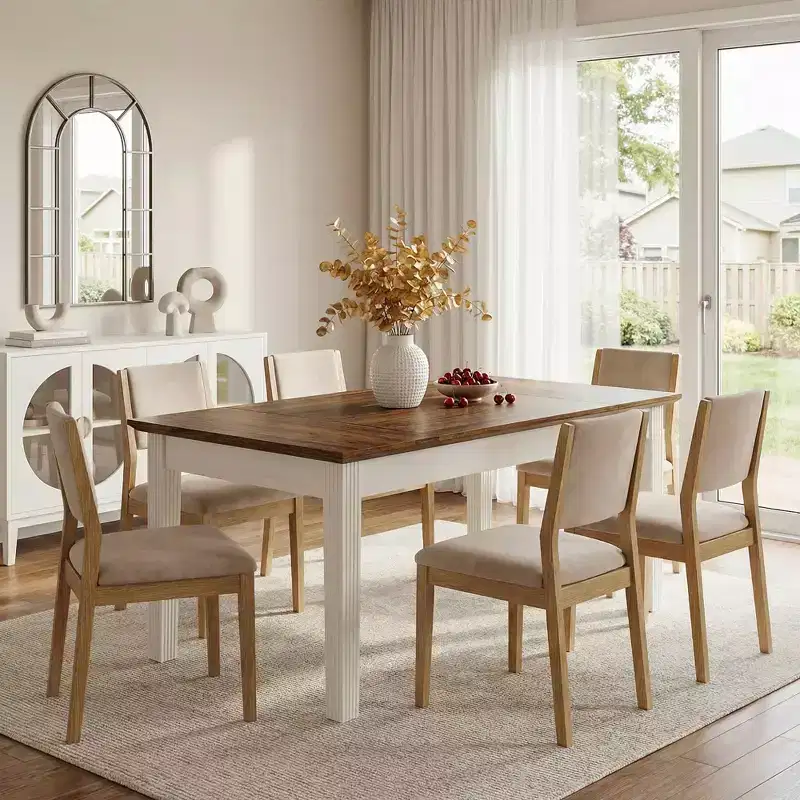 MAYEERTY 63 Wood Grain Dining Table, Easy Assembly Multi-Use Home Office Desk