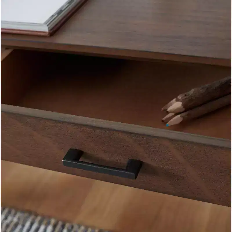 3-Drawer Wood Writing Desk with Ample Storage, Brown Finish