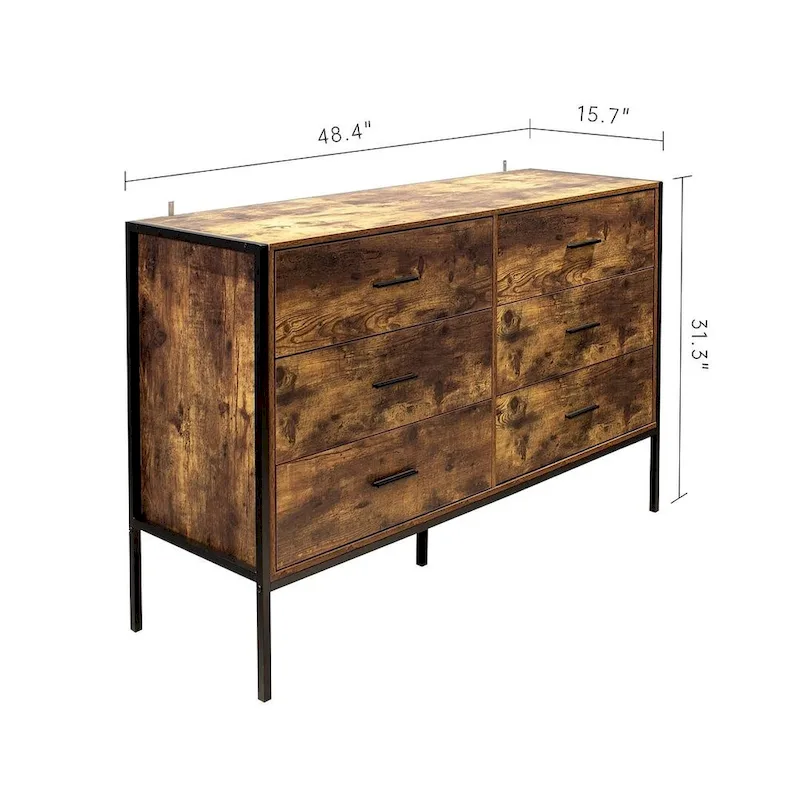 Rustic Brown 6 Drawer Dresser or 2 Nightstands