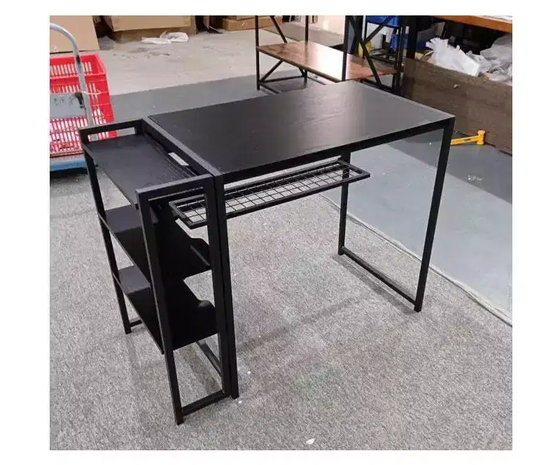 35-inch folding coffee table/computer desk with storage shelves, space-saving, sturdy and durable, no assembly required.