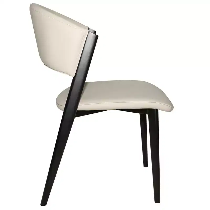 LeisureMod Aspen Series Upholstered Dining Chair in Leather Seats with Black Iron Frame and Legs, Modern Kitchen, Dining Room, Cafe Seating