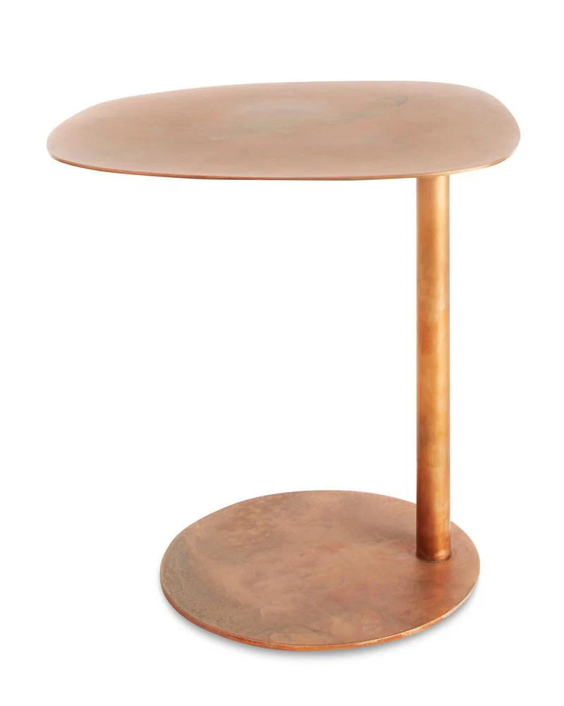 Contemporary Marble Base & Steel Side Table with Sculptural Lollipop-Inspired Form for Living Room or Bedroom