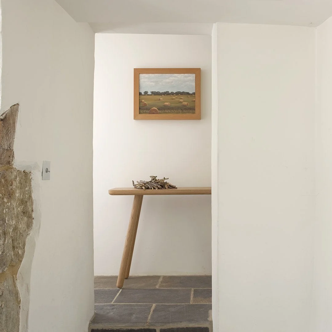 Classic Solid Ash Console Table with Screw-In Turned Legs for Hallway or Living Room