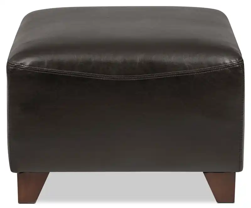 22.5 Faux Leather Ottoman with Wood Legs