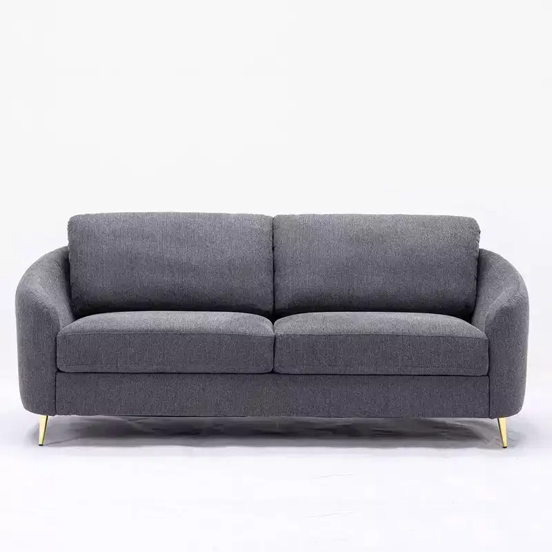 80 Yuina Sofa Gray Linen - Acme Furniture: Chrome Metal Legs, Pocket Coil Seat, Wood Frame