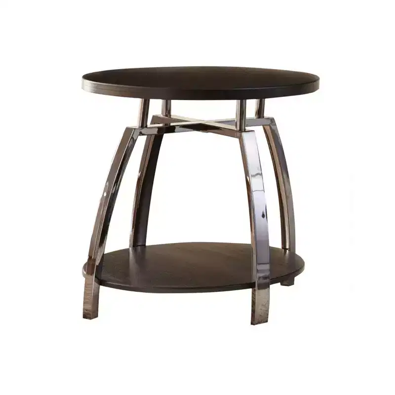 Coham End Table Silver Shield and Nickel - Steve Silver Co.: Wood Laminate, Metal Frame, Round Shape