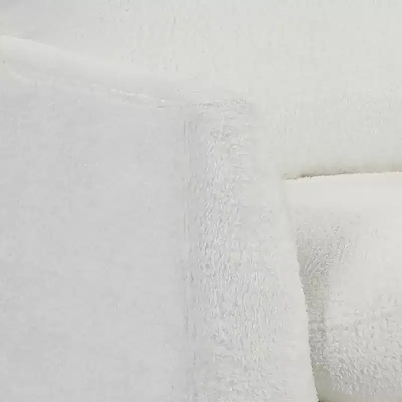 Mid-Century Upholstered Accent Chair, Cream High-Pile Fleece, Walnut Finish Legs