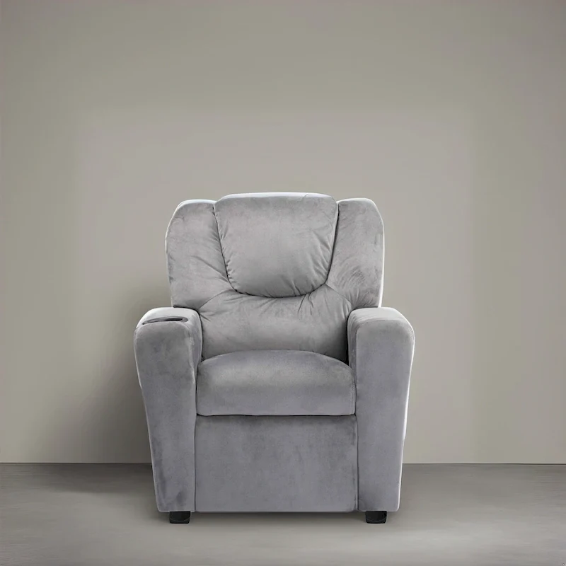 Kids Push Back Recliner Chair with Footrest and Cup Holders