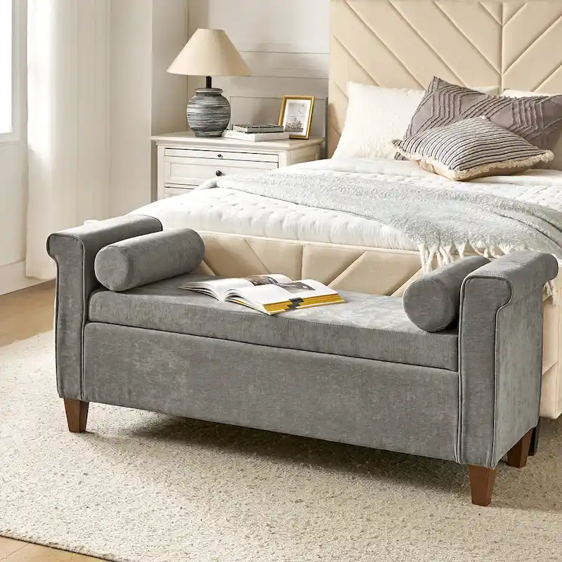 Rita 54.3 Wide Traditional Storage Bench with 2 Pillows by HULALA HOME